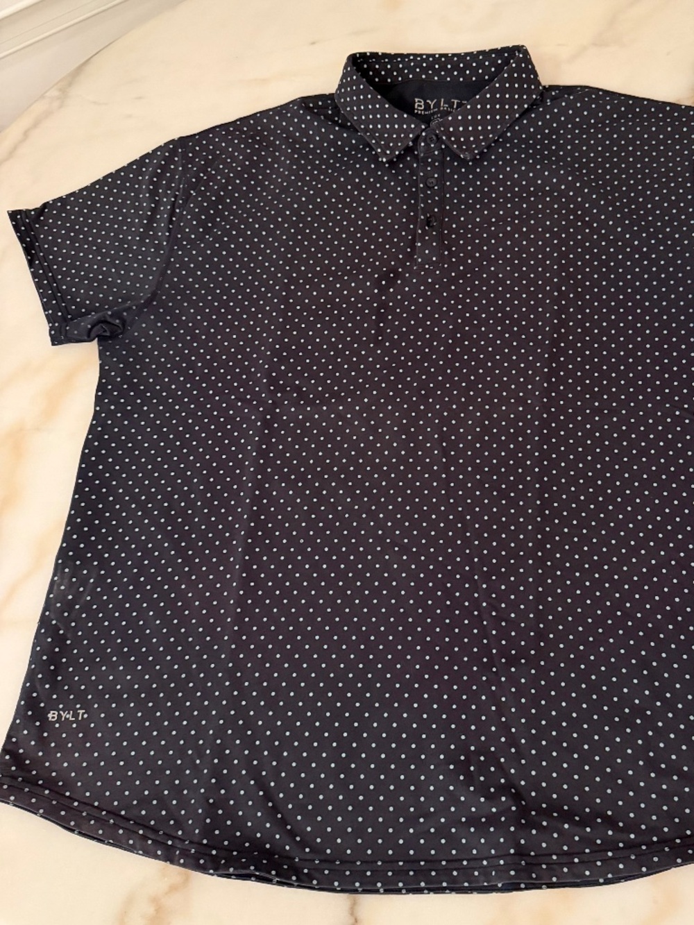 Bylt / XXL / Navy Blue with light blue polka dot Lux Polo